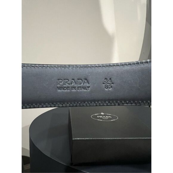 PRADA ELEGANT BLACK LEATHER BELT - Picture 4 of 6
